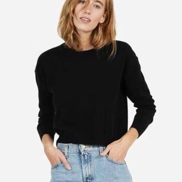 NWT Everlane Pullover Sweater Cashmere Crew Neck Long Sleeve Black Small - Picture 1 of 5